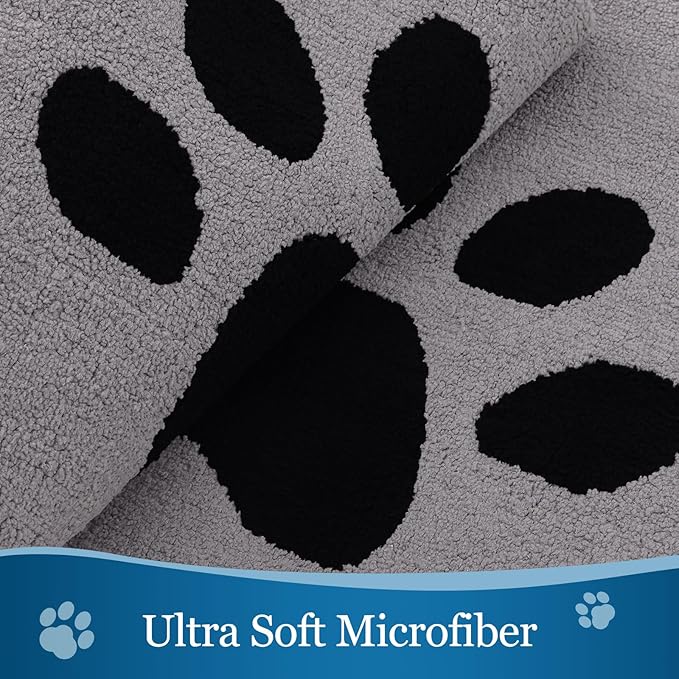 Buganda Dog Door Mat for Muddy Paws, Absorbent Dirt Trapper Washable Indoor Doormats, Non Slip Low-Profile Mud Mat for Dogs, Front Entrance Doormat for Inside Floor (36x24 Inches, Grey)