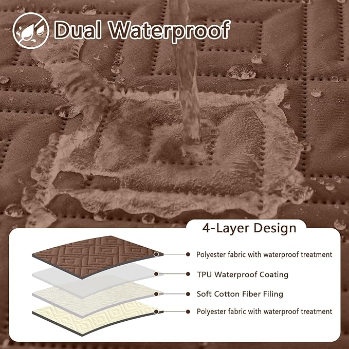 hyha Waterproof Dog Blanket, Soft Dog Bed Cover Pet Blankets, Waterproof Sofa Couch Cover for Dogs Washable, Reversible Pet Couch Covers for Sofa Furniture (82x102 Inch, Brown/Beige)