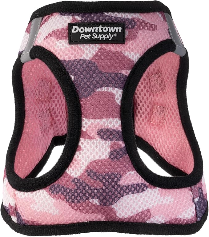 Downtown Pet Supply Step-in Dog Harness – No Pull, Adjustable Padded Mesh with Reflective Trim, Secure Buckle Strap – Comfortable & Breathable Small Dog Harness, X-Small, Camo Pink