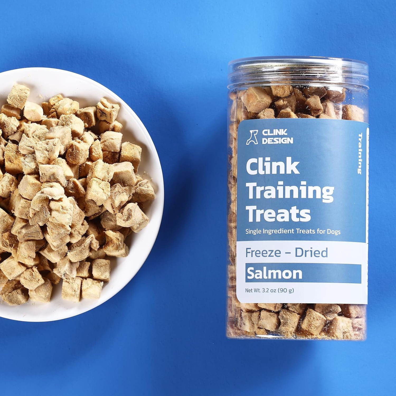 Clink Design Dog Training Treats, Freeze Dried Salmon Treats, 3.2oz | Salmon Treats for Dogs and Cats, Single Ingredient High Protein Reward Snacks