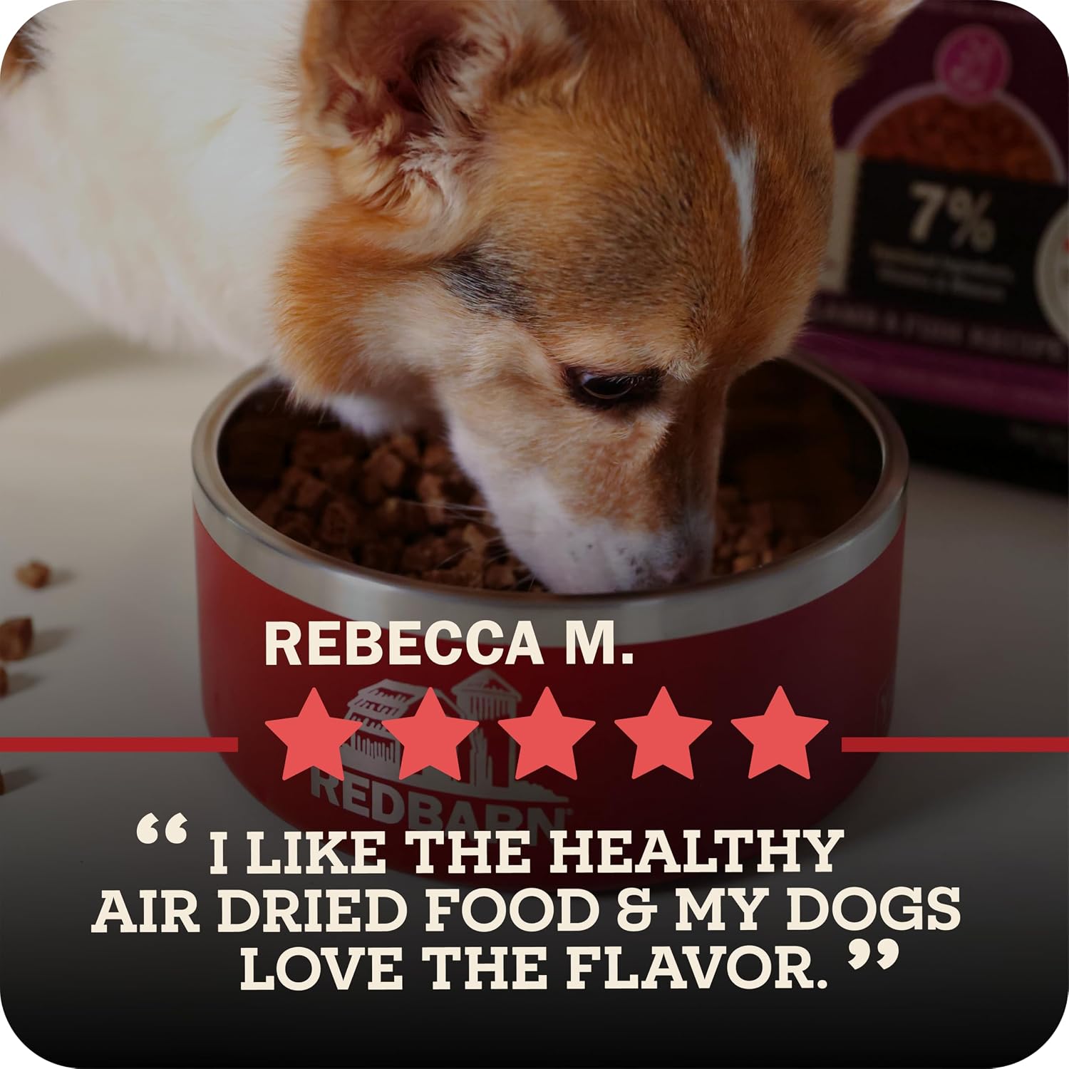 Redbarn Powerfood Air Dried Dog Food - 95% Beef & Beef Organs - High Protein Grain-Free Non-GMO Premium Dry Full Feed or Topper Made in USA with Omega 3 Salmon Oil Flaxseed - 2lb