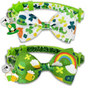 St. Patrick's Day Cat Collar with Bow Tie and Bell, Adjustable Breakaway Shamrock and Rainbow Kitty Collar, Holiday Accessories for Cats and Kittens, Boys and Girls