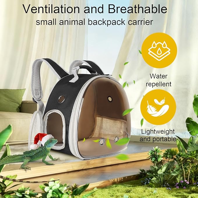 Guinea Pig Carrier, Guinea Pig Backpack with Clear Bubble Window (Black-Polarize, Backpack)