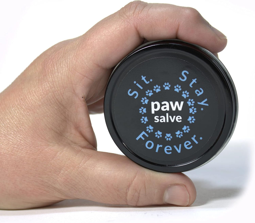 Sit Stay Forever Organic Paw Salve for Dogs & Cats, 2 oz. tin, All Season Paw Protection, Healing, Moisturizing and Repairing Paw Health, for Cracked, Dried, Injured Feet and Noses.