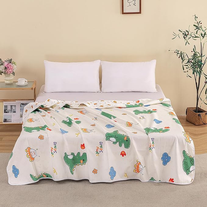 WenBags Waterproof Dog Bed Cover 70 * 78 Inches Throw Size,Pet Hair Resistant Reversible Couch Cover Mattress Protector,Leakproof Bed Liner/Sheet/Blanket for Adults Elderly Pets,Cute Dinosaurs