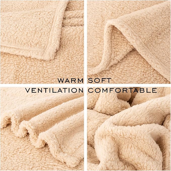 3 Blankets, Dog Cat Pet Blanket, Soft Warm Fleece, for Puppy, Small Dogs or Kitten, Cats, Plush Fuzzy Blanket for Bed, Sofa, Travel (24" x 18", 3/Pack, Beige+Light Gray+Dark Gray)