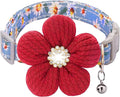 Small Dog Collar with Flower, Puppy Collar for Girl Dog Collars for Small Dogs Cute Christmas Dog Collar with Bell, Adjustable Length