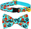 Cat Collar Bow Set, Blue Stud Muffin Cake, Wedding/Birthday Breakaway Collar Bowtie for Kitten/Cat