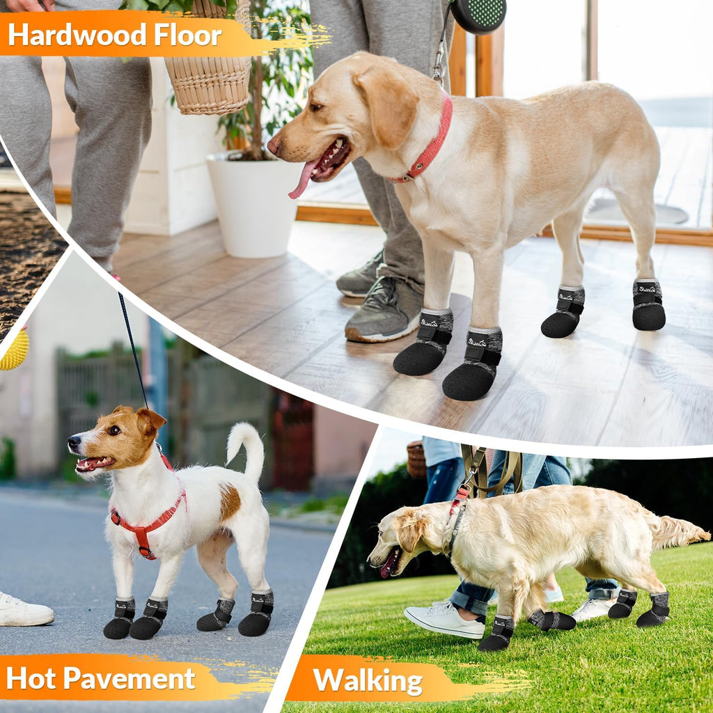 SlowTon Dog Shoes - Breathable Dog Sock Boots for Summer Hot Pavement Hardwood Floors Winter Snow, Waterproof Booties for Small Medium Large Dogs, Non-Slip Paw Protector for Outdoor Walking (B, 1)