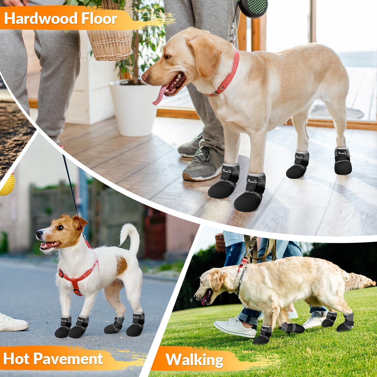 SlowTon Dog Shoes - Breathable Dog Sock Boots for Summer Hot Pavement Hardwood Floors Winter Snow, Waterproof Booties for Small Medium Large Dogs, Non-Slip Paw Protector for Outdoor Walking (B, 1)