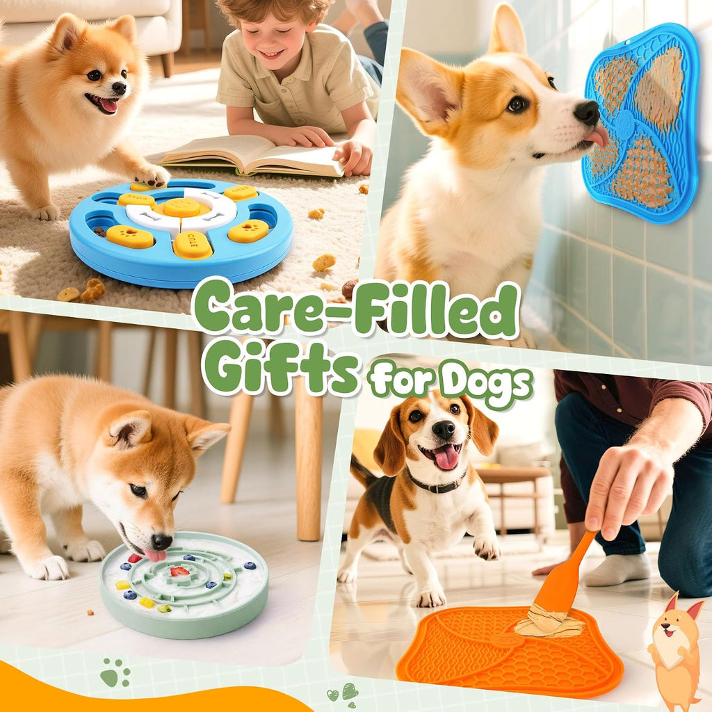 KIPRITII Dog Enrichment Toys with Lick Mat, Puzzle Toy & Slow Feeder | For Small & Medium Dogs,Healthy Eating Habits,Mental Stimulation,Keeps Dogs Engaged