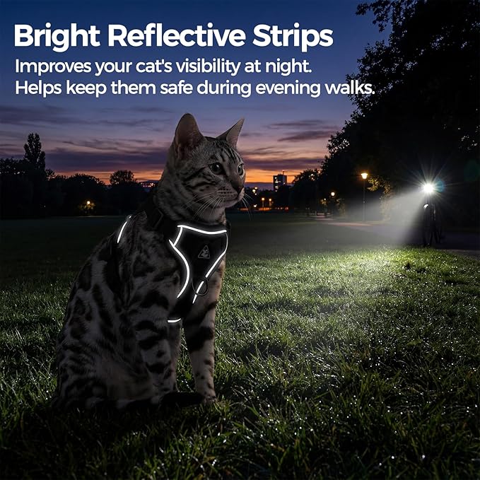 Cat Harness and Leash Set Escape Proof Tactical Extra Large Kitten Harness Emotional Support Cat Vest, Grey, XL