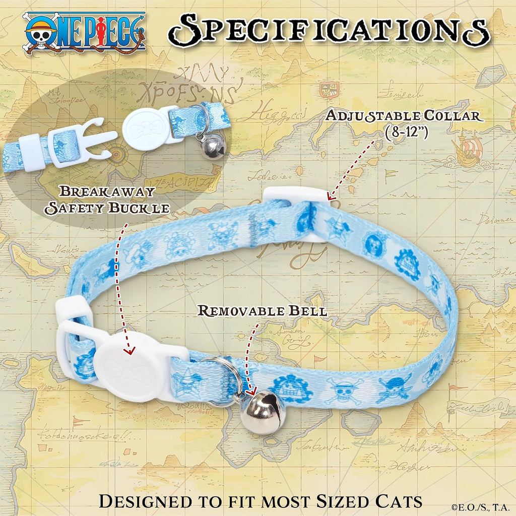 One Piece Cat Collar with Bell (Removable); Officially Licensed, Fully Adjustable New World Breakaway Cat Collar for Kittens, Durable, Cute Kitten Collar with Bell for Boy & Girl Cats (One Size 8-12”)