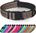Joytale Reflective Dog Collar, Soft Neoprene Padded, Metal D-Ring, Nylon Pet Collar Adjustable for Small Dogs, Brown, Small