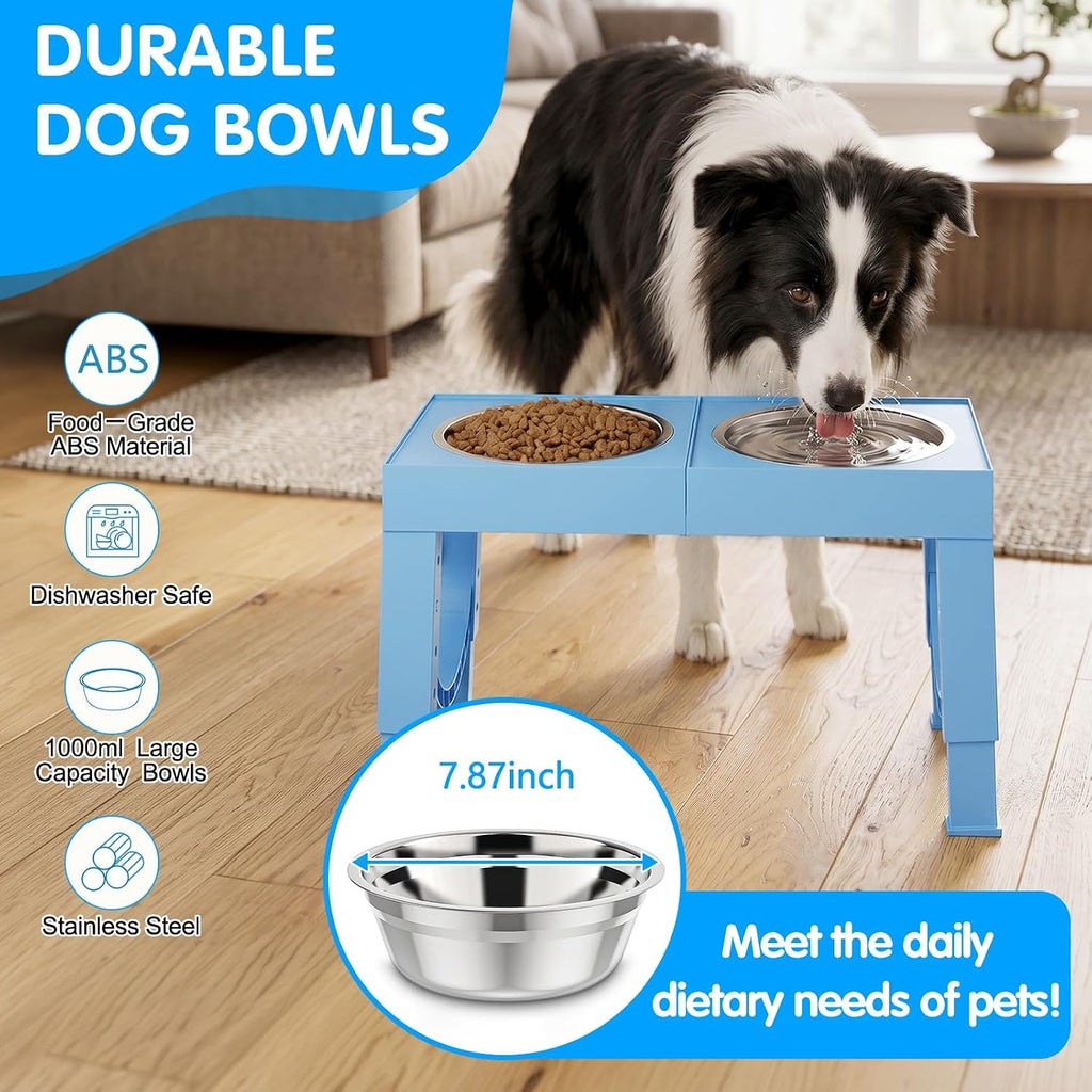 XIAZ Elevated Dog Bowls Large Breed Raised Dogs Bowl Stand Large/Medium Sized Dog Stainless Steel Food Water Bowl Stands 5 Heights Adjustable 9/11/12/15in Pet Feeder Dish Station