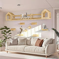 Cat Wall Shelves and Furniture Set with Condos, Perches, Bridge Ladders, Sisal Scratching Posts - Steps and Houses for Cats (D)