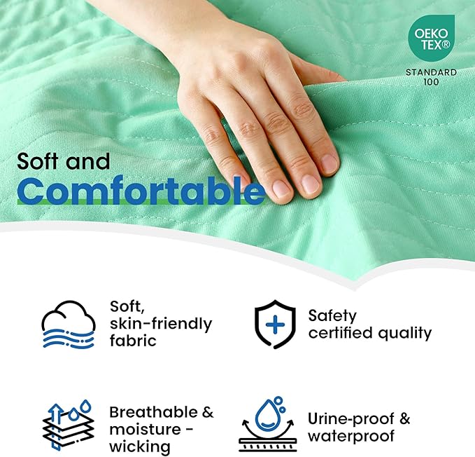Noovirum® Washable Underpads,18"x24"(Pack of 4) - Reusable Incontinence Bed Pads for Kids, Adults & Seniors - Waterproof Chair & Furniture Protector - Leakproof Training Pads for Dogs & Pets