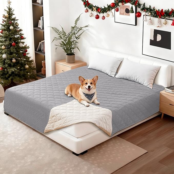 Waterproof Couch Covers for Pets, Waterproof Dog Bed Cover, Anti-Slip Soft Dog Blankets, Couch Cover for Dogs Washable, Pet Blanket for Puppy Large Dogs Cat (82x102 Inch, Light Grey)