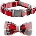 Dog Collar, Christmas Dog Collar Plaid Pet Collar Bow Holiday Bows Girl Boy Puppy Collar Adjustable Pet Collar for X-Small Dogs