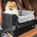 PETSFIT Small Dog Car Seat, Waterproof PU Leather Dog Carseat with Patent Safe Buckles, Clip-On Leash, Car Seat for Dogs, Cats Up to 25 lbs (Glossy Black)