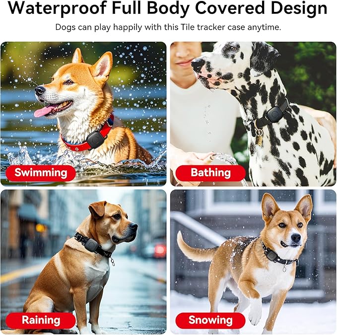 DDJ 2-Pack Dog Collar Holder for Tile Life360 Mate (2024) 2022 Tracker, Waterproof Silicone Anti Lost Tile Mate Tracker Case for Cat & pet Collars, Ultra Durable, Easy Installation, Lightweight, Black