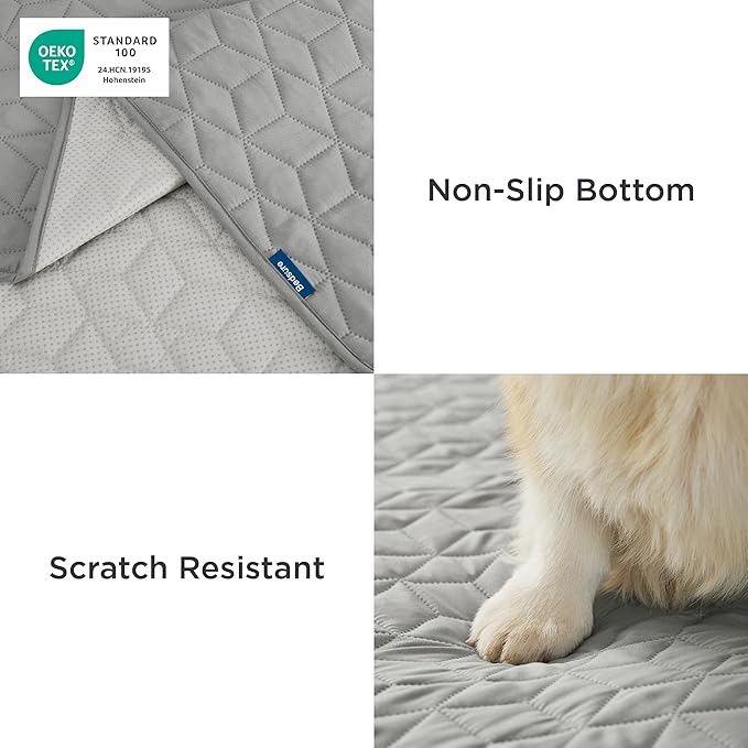 Bedsure 100% Waterproof Couch Cover for Dogs Washable - Non Slip Waterproof Dog Blanket for Couch Sofa, Lightweight Furniture Protector Durable for Pet Cat Puppy with Non-Slip Bottom, Grey, 40x50IN