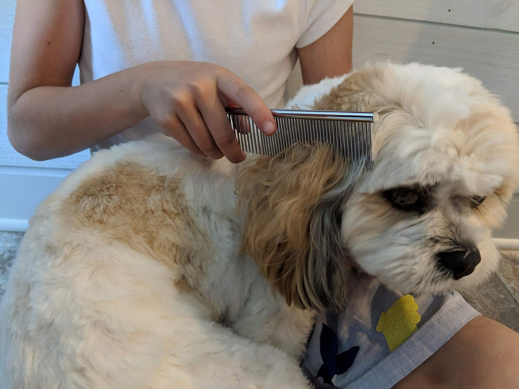 Metal Dog Grooming Comb - 7 1/2" Stainless Steel - Cats and Other Pets