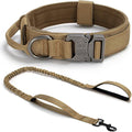 Tactical Dog Collar Set, Adjustable Military Training Nylon Dog Collar with Control Handle and Heavy Quick-Release Metal Buckle for Small Medium Large Dogs, Brown S