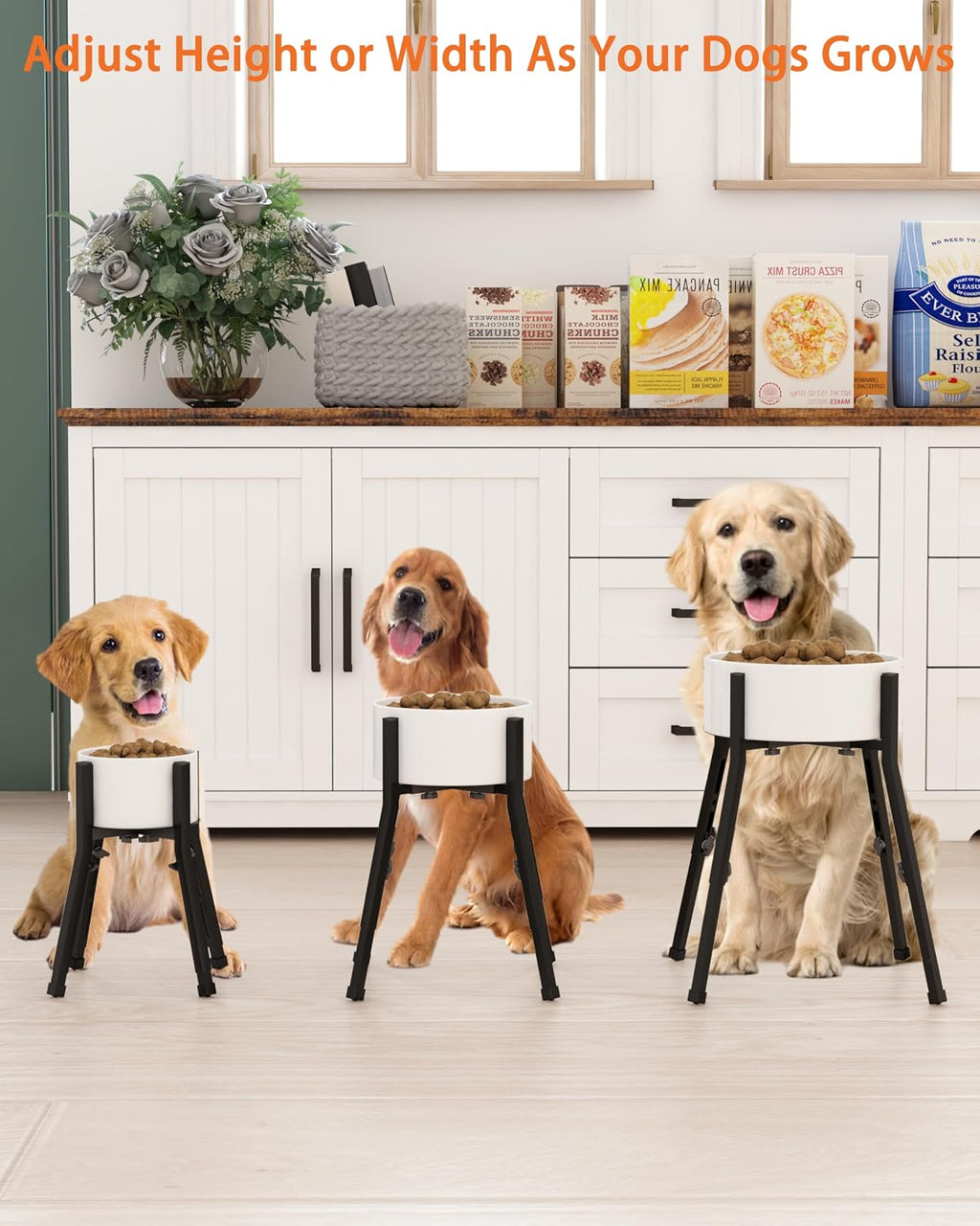Piskyet Adjustable Raised Dog Bowl Stand for Large Dogs(Bowl not Included) | Adjustable Elevated Dog Bowl Fits 6-10" Bowls, Height Adjustable to 7.6-15" Tall,Single Food and Water Stand Feeder