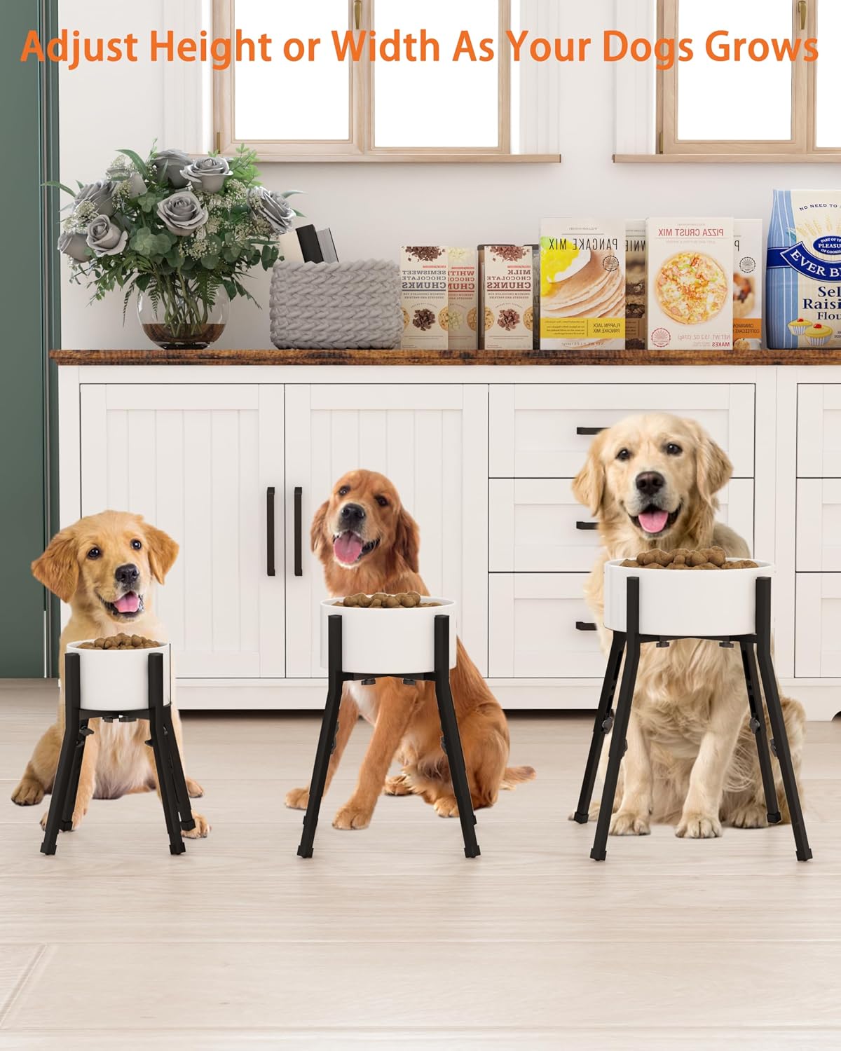 Piskyet Adjustable Raised Dog Bowl Stand for Large Dogs(Bowl not Included) | Adjustable Elevated Dog Bowl Fits 6-10" Bowls, Height Adjustable to 7.6-15" Tall,Single Food and Water Stand Feeder