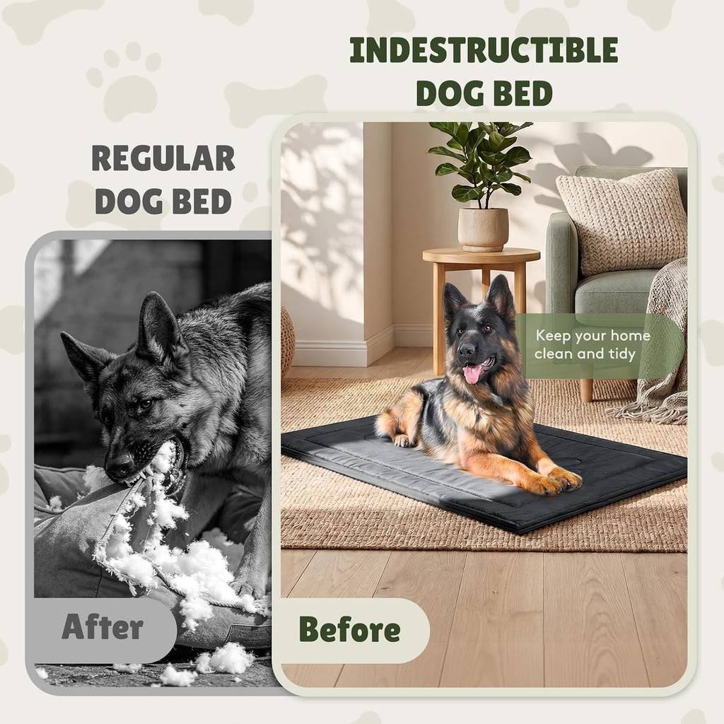 Chew Proof Dog Crate Pad, Indestructible Durable Dog Crate Mat, 22"x35" | Dog Bed For Aggressive Chewers, Waterproof, Machine Washable, For Large Dogs, Tough Indoor Outdoor Kennel Pad, Medium