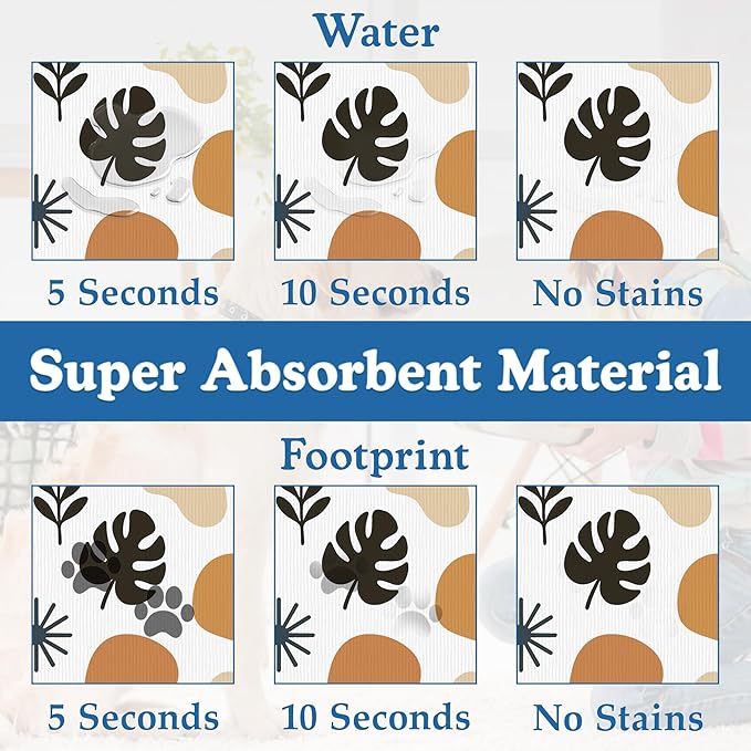 Boho Style Dog Food Mat–Christmas Stocking Absorbent Quick Dry Feeding Placemat for Food and Water Bowls, Non Slip Rubber Backing, Waterproof Pet Supplies for Mess-Free Eating 16"x24"
