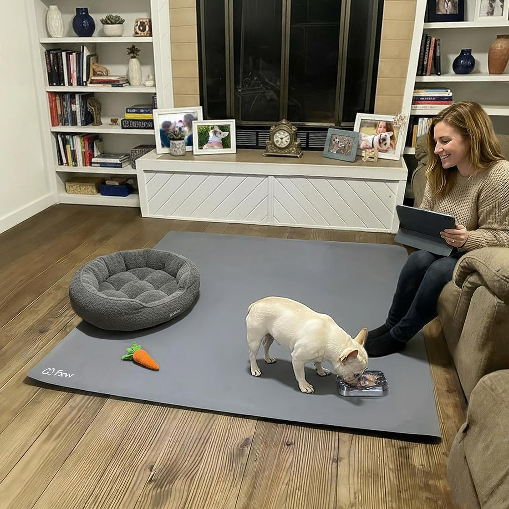FXW Floor Protector Mat, Waterproof PVC, 55" x 55", Gray | Scratch & Chew Resistant, Quick Rinse Cleanup, Fits 24"H 8-Panel FXW Metal Playpens, Indoor Use