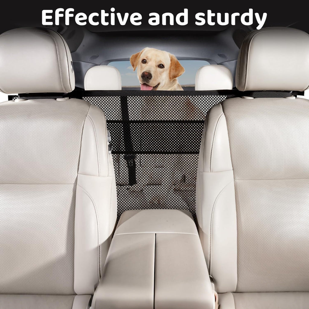 Dog Car Barrier for Chrysler Pacifica 2017-2024 | Scratch-Resistant Double-Layer Net with Golden Protection Size & Tension System to Stop Distractions