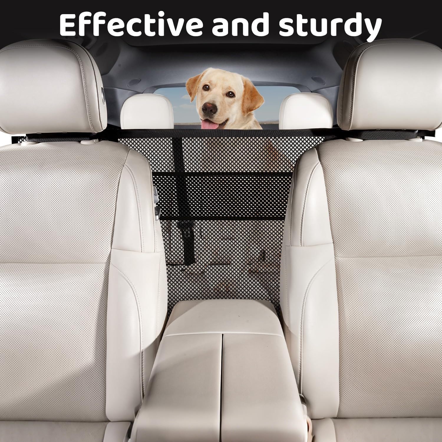 Dog Car Barrier for Chrysler Pacifica 2017-2024 | Scratch-Resistant Double-Layer Net with Golden Protection Size & Tension System to Stop Distractions