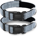 2 Pack Reflective Dog Collar with Safety Locking Buckle, Adjustable Soft Breathable Comfortable Nylon Pet Collar for Small, Medium and Large Dogs, Gray, M