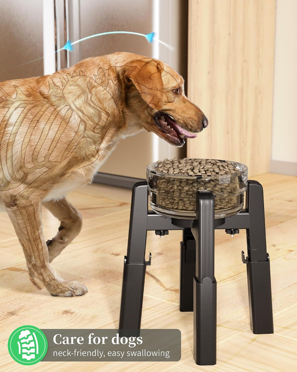 Dog Bowl Stand Full-Adjustable [2 Pack, Stand Only] | Elevated Pet Water & Food Feeder Stand for Medium and Large Pets, Raised Stable and Anti-Slip Raised Bowl