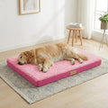 Patas Lague Orthopedic Jumbo Dog Bed for Large Sized Dog 56''X40'', Soft Waterproof Egg Crate Foam Large Pet Crate Beds Mat with Removable Washable Cover and Non-Slip Bottom, Hot Pink