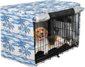 Blue and White Tropical Palm Crate Covers for Dogs Privacy Wire Cage Cover Dog Crate Curtains 48 Inch