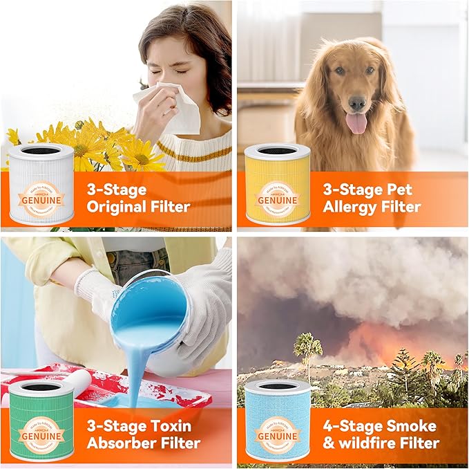 AIRROMI Pets Air Purifier for Home Allergies,Up to 660 ft². HEPA Deodorizing Activated Carbon Filter,With Fragrance Sponge for Better Sleep,Night Light,Pet Dander,Smoke,Odors,Air Cleaner A2002 Green
