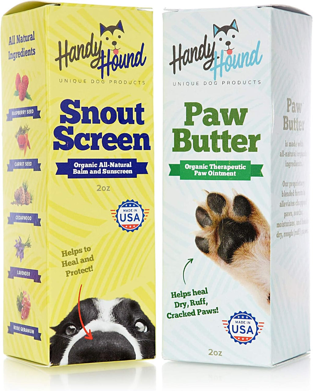 SnoutScreen and Paw Butter Bundle for Dogs, Dog Sunscreen for Nose and Ears, Lick Safe Paw Balm for Dry Cracked Paws, Dog Beach Essentials, for Severe Dry Skin Relief - 4oz