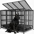 Hiwokk 48 Inch Heavy Duty Dog Crate, Indestructible Kennel for Large Dogs | 38-96" for Small to All Breeds Dogs | Escape Proof Latch | Removable Tray | Chew-Proof Steel | Lockable Wheels | Easy-Clean