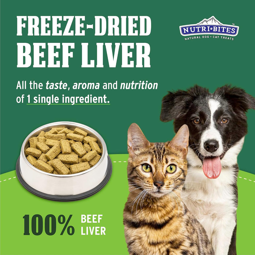 Nutri Bites Freeze Dried Beef Liver Dog & Cat Treats, Single Ingredient