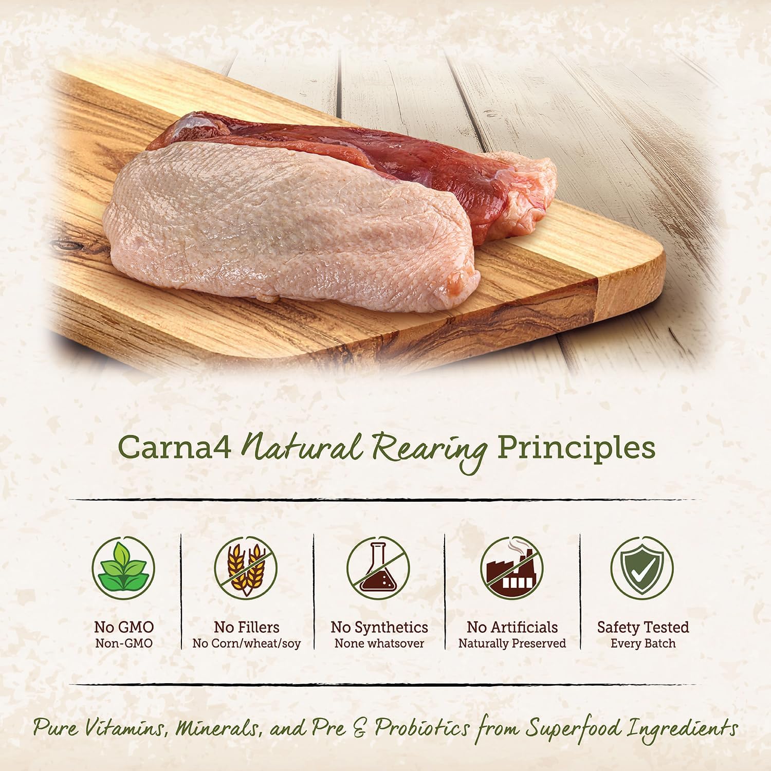 CARNA4 Air Dried Dog Food, Duck Recipe, Grain-Free, 3 Pound | Fresh Canadian Duck & Sprouted Seeds, Quick-Baked & Never Extruded, No Synthetic Vitamins or Minerals