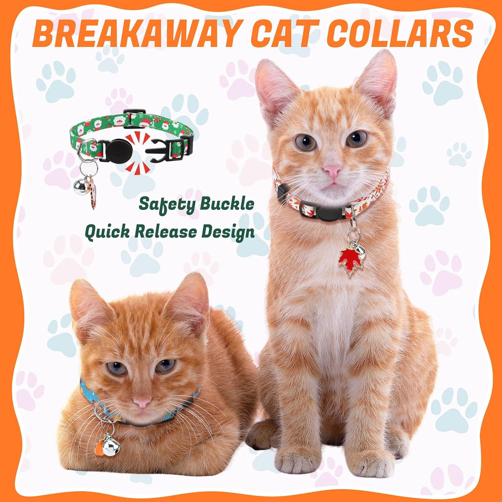 18 Pcs Holiday Cat Collars Halloween Cat Collars Breakaway with Bell | Adjustable Kitten Collar with Plastic Buckle for Holiday Pet Cat Costume,Multicolor