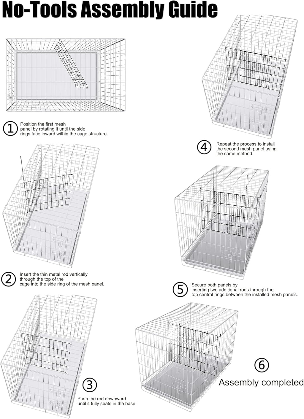 Dog Crate Divider Panel 2-Pack, 20.47" H x 15.74-29.13" W, Glossy Black | Fits many wire crates, measure interior & door opening first, 20.47"H x 15.74-29.13"W glossy black metal (Crate NOT Included)