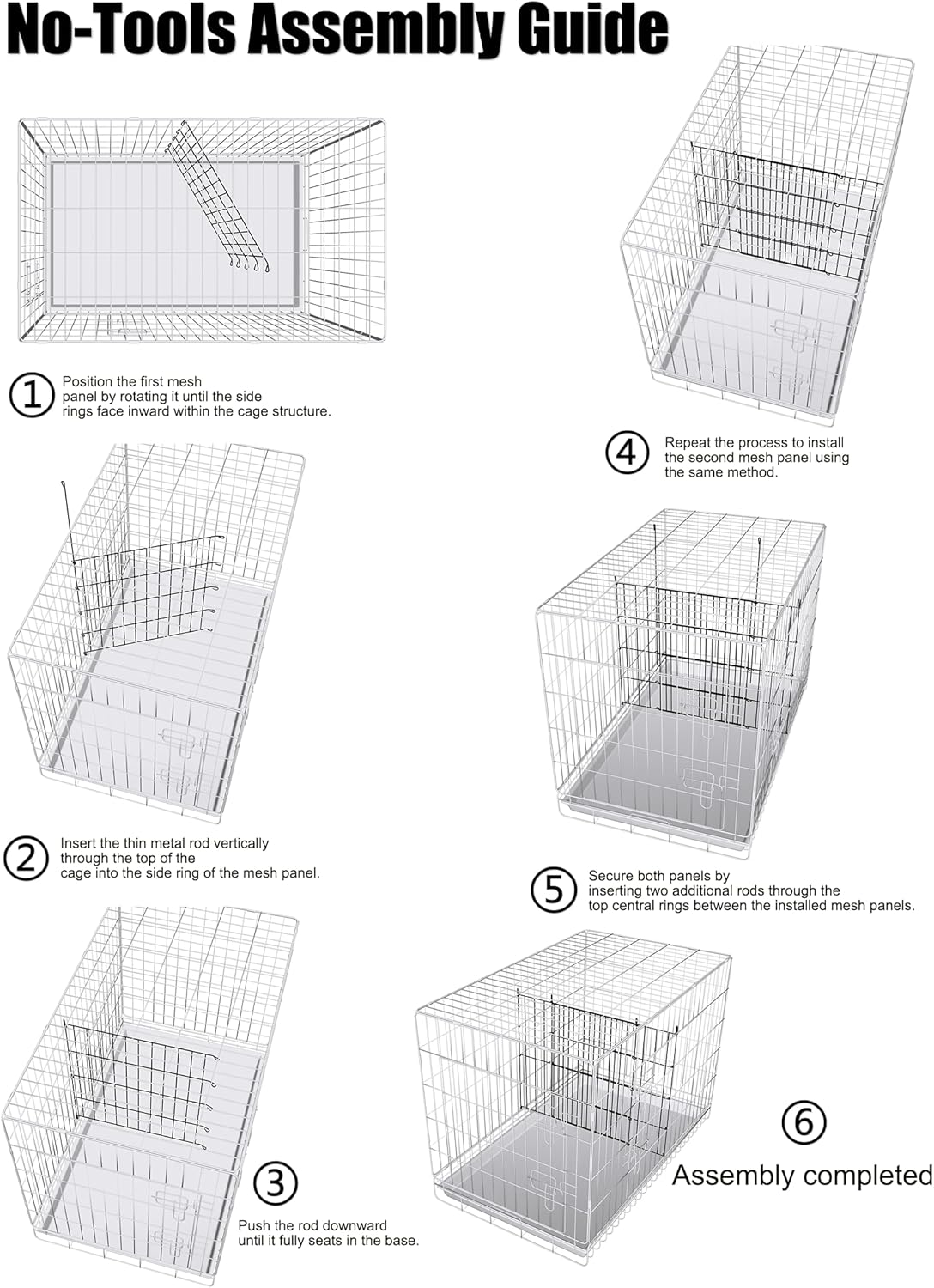 Dog Crate Divider Panel 2-Pack, 20.47" H x 15.74-29.13" W, Glossy Black | Fits many wire crates, measure interior & door opening first, 20.47"H x 15.74-29.13"W glossy black metal (Crate NOT Included)