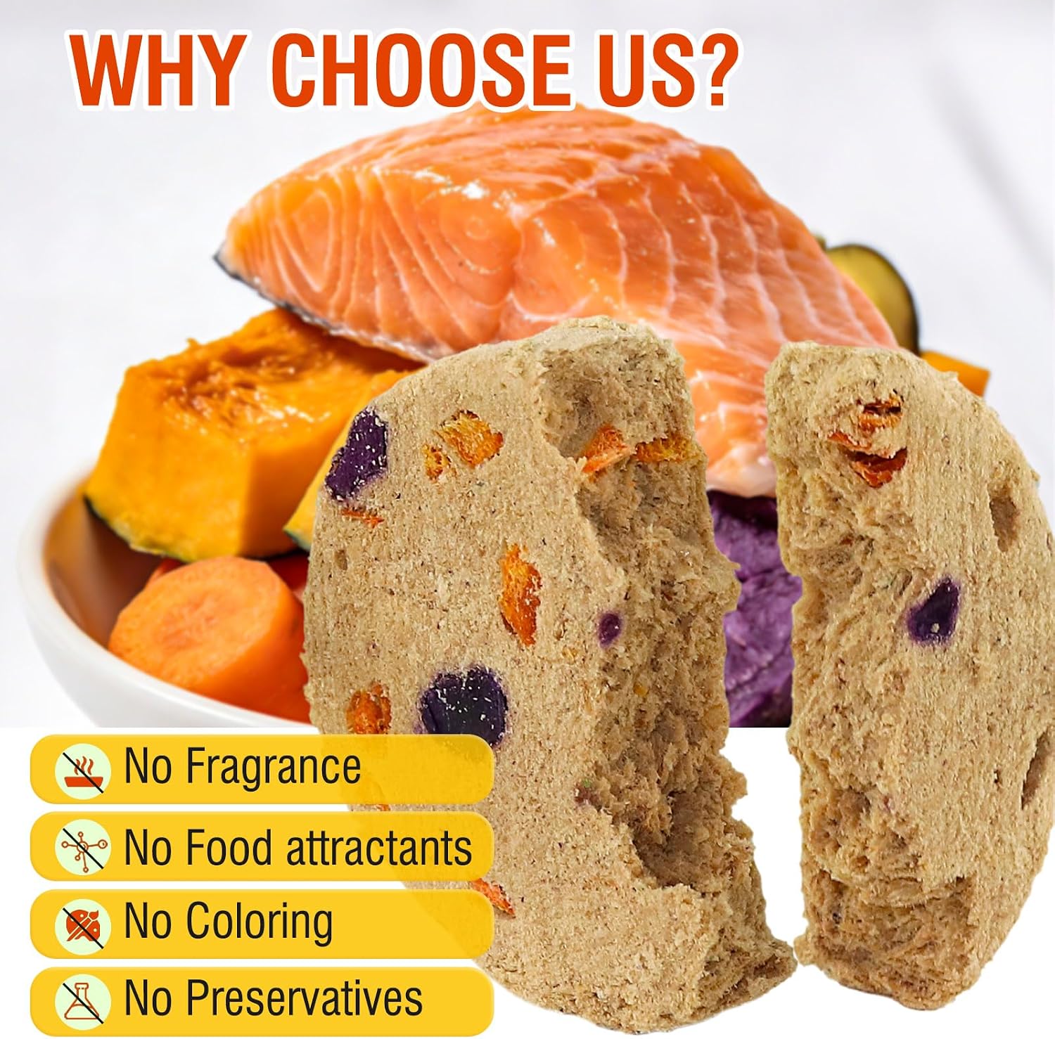 100g/3.52oz Dehydrated Salmon&Veggie Treats for Cats and Dogs,Includes Pumpkin,Purple Potato and Carrot,All Natural and Delicious Snack Bites for Pets,Perfect for Training and Rewarding