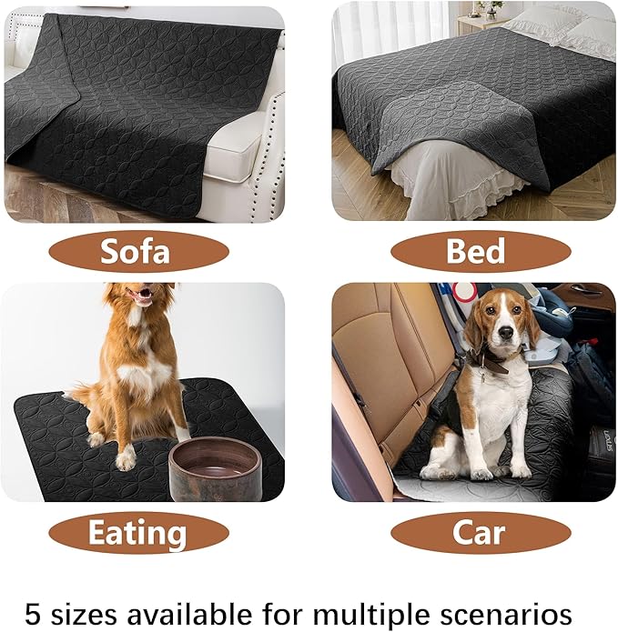 Waterproof Dog Blanket, 52x82 inches Pet Couch Covers for Sofa, Bed Furniture Protector from Dogs Washable and Reversible-Black+Darkgrey
