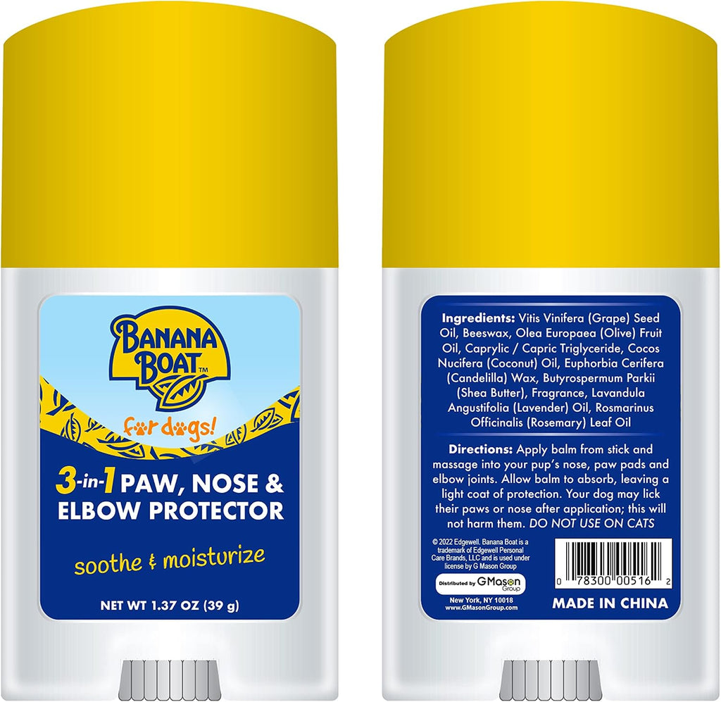 Banana Boat Nose, Paw & Elbow 3-in-1 Sun Balm Sun Protector for Dogs, 1.37 oz.